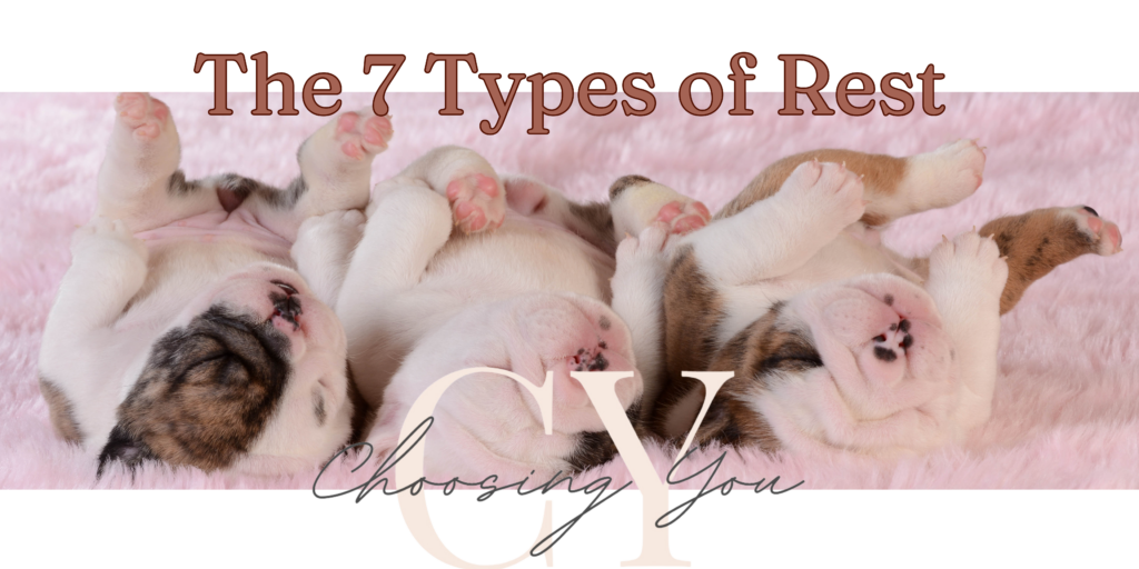 Blog banner titled "7 types of rest".